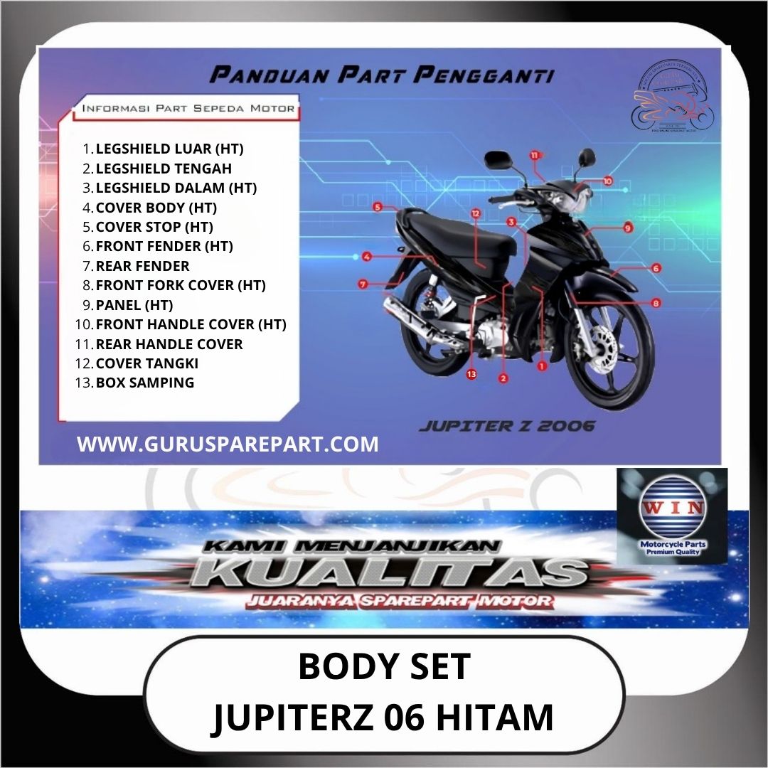 WIN Cover Body Set Komplit Yamaha Jupiter Z 06 Hitam