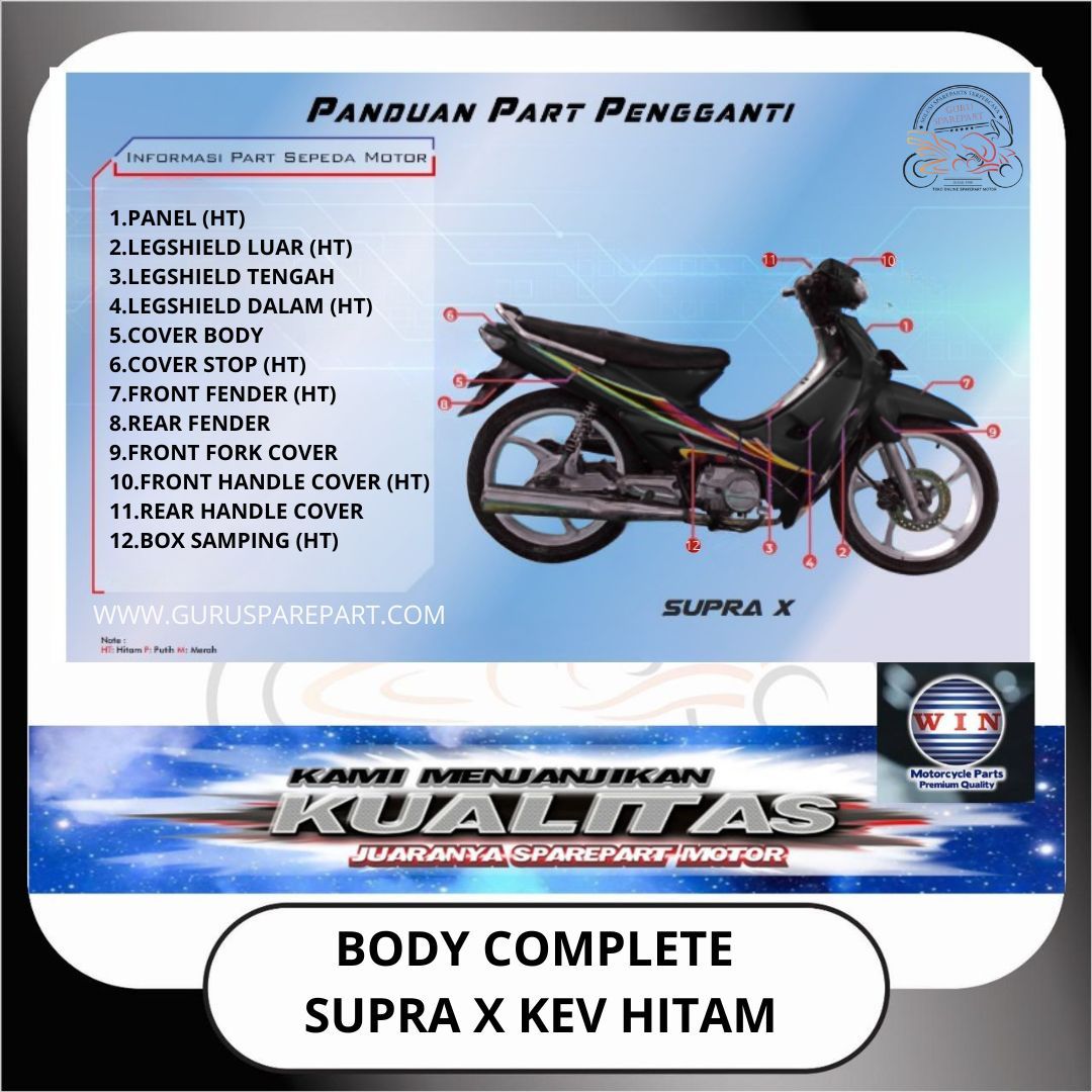 WIN Cover Body Set Komplit Honda Suprax Hitam