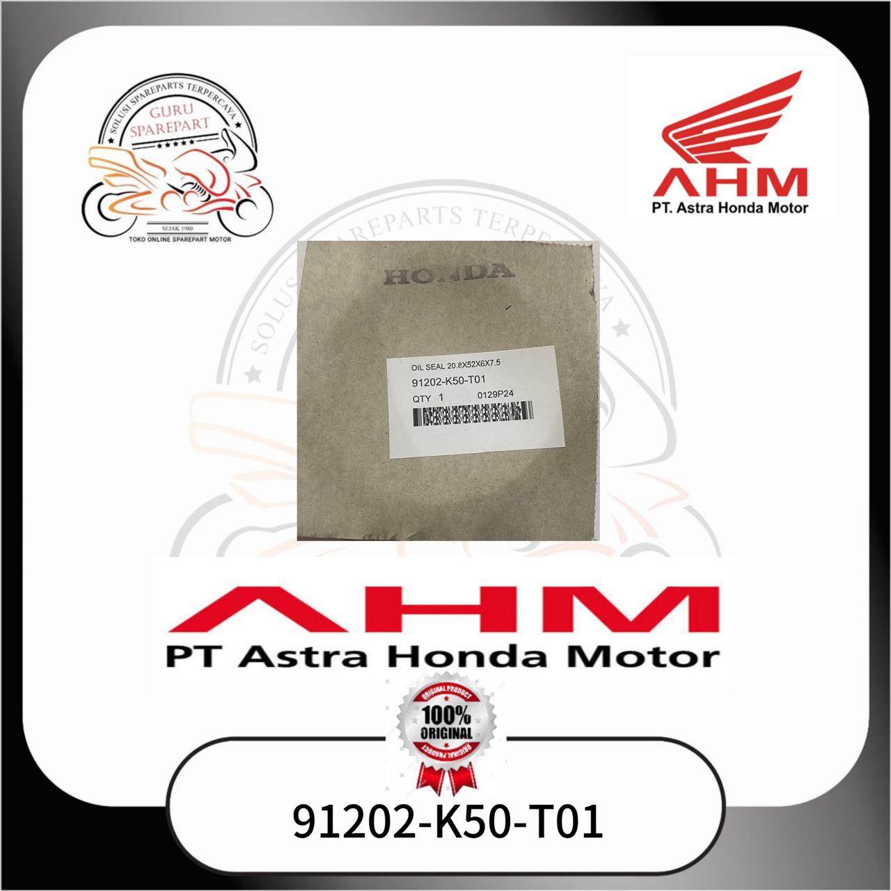 Honda Oil Seal kruk as kiri Crankshaft 20.8X52X6X7.5 Beat eSP Scoopy eS Vario 110 eSP 91202K50T01