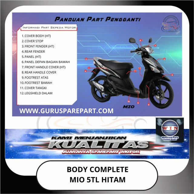 WIN Cover Body Set Komplit Yamaha Mio 5TL Hitam