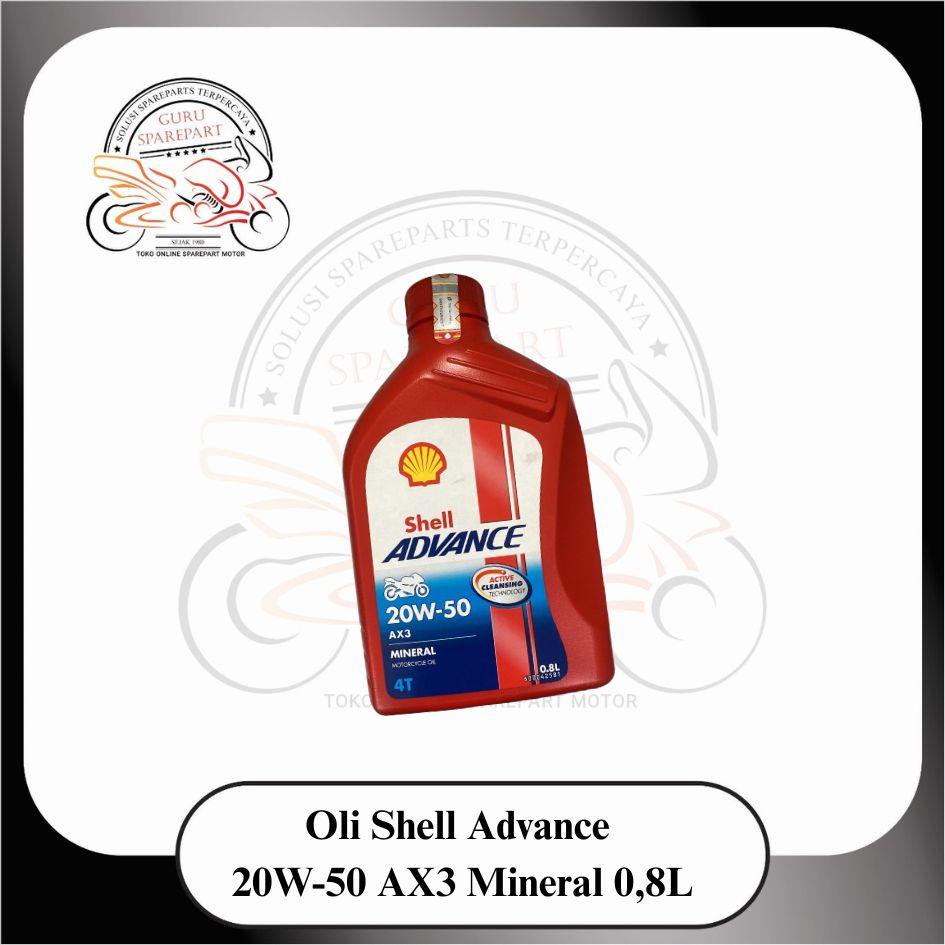 Oli Shell Advance AX3 Mineral Oli Motor Premium Mineral 0,8L 20W-50 4T Merah
