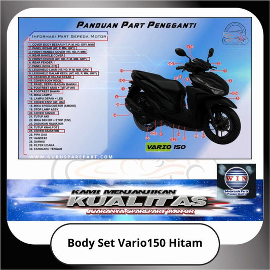 WIN Cover Body Set Komplit Honda Vario 150 Hitam