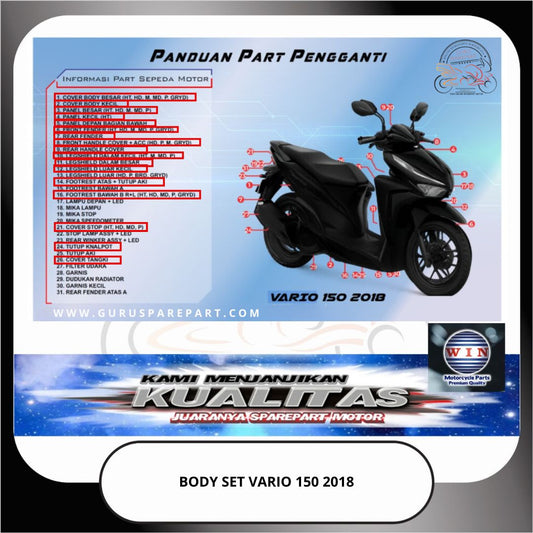 Body Set Komplit Vario 150 2018 Hitam Spakbor Batok Panel Dashboard Halus Kasar