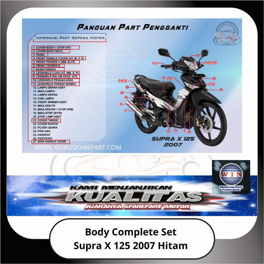 WIN Cover Body Set Komplit Honda Supra X 125 2007 KVLN Hitam