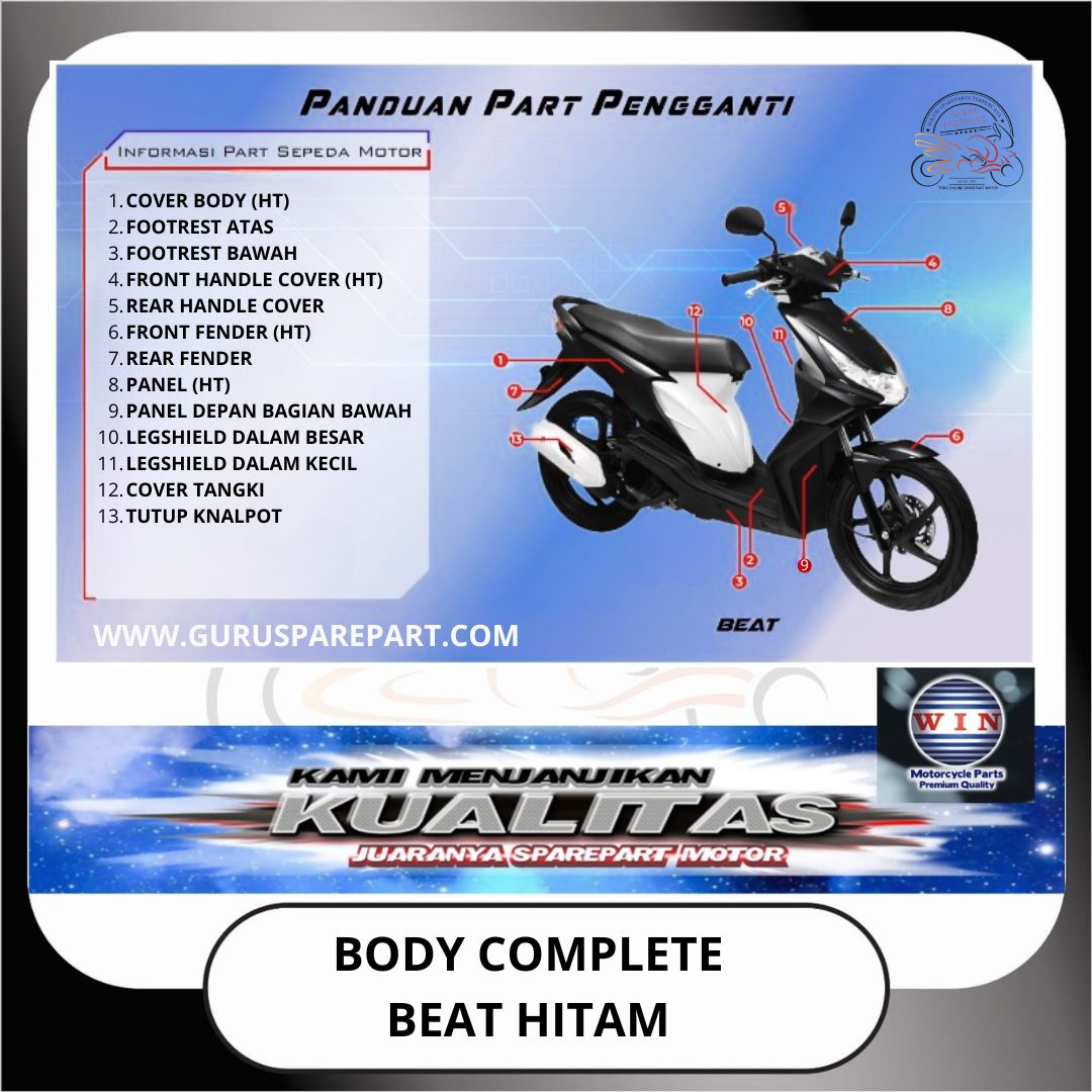 WIN Cover Body Set Komplit Honda Beat Lama Hitam
