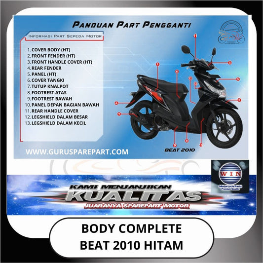 WIN Cover Body Set Komplit Honda Beat 2010 Hitam