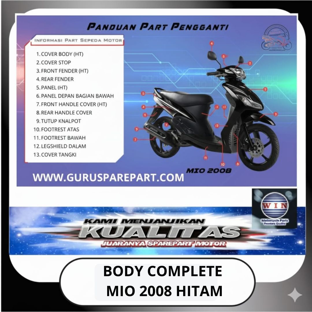 WIN Cover Body Set Komplit Yamaha Mio 2008 28D Hitam