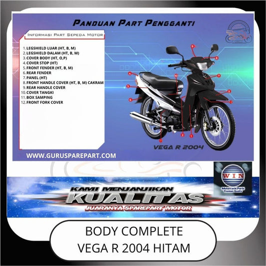WIN Cover Body Set Komplit Yamaha Vega R 2004 5ER Hitam