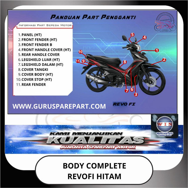 WIN Cover Body Set Komplit Honda Revo FI Hitam