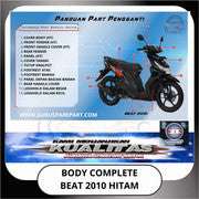 WIN Cover Body Set Komplit Honda Beat 2010 Hitam