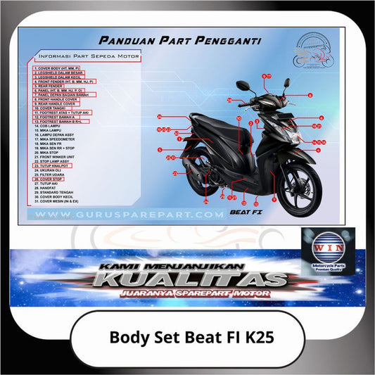 WIN Cover Body Set Komplit Honda Beat FI Hitam