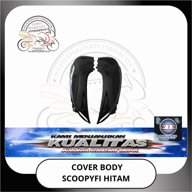 WIN Cover Body Panel Depan Spakbor Dashboard Honda Scoopy FI K16 Hitam halus kasar