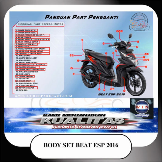 Body Set Komplit Beat ESP 2016 Hitam Spakbor Batok Panel Dashboard Halus Kasar
