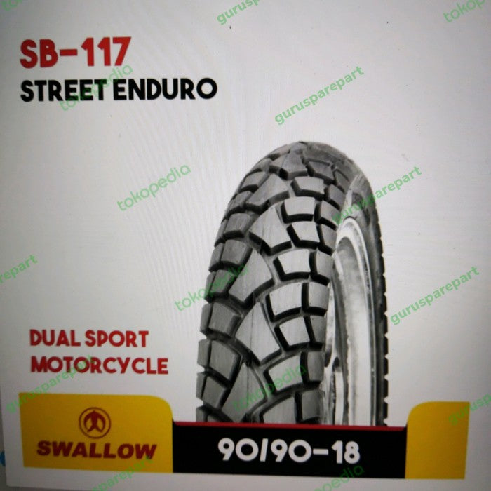 BAN LUAR SWALLOW 90/90-18 SB-117 TUBELESS STREET ENDURO