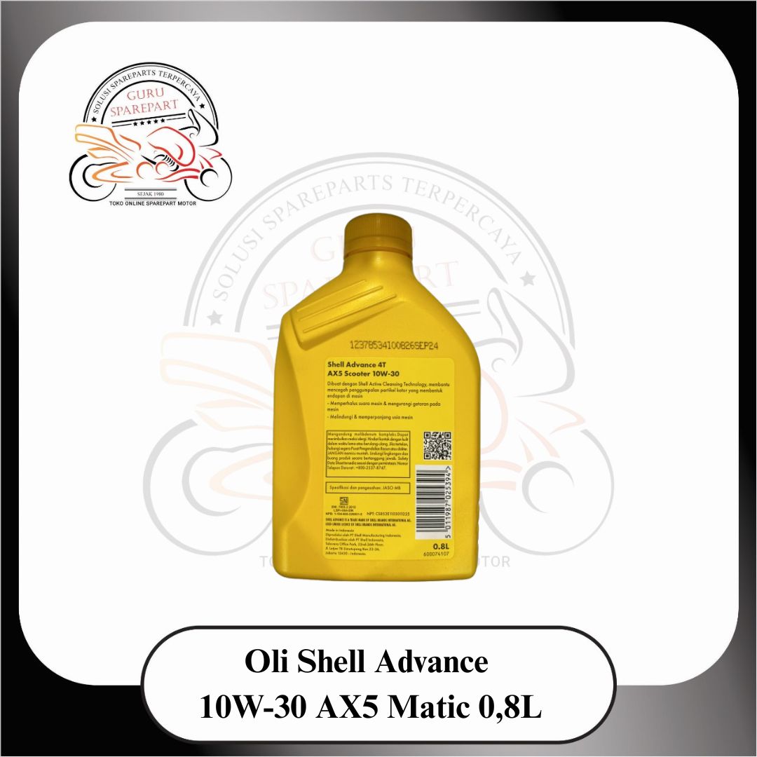 Oli Shell Advance AX5 Matic Oli Motor Premium Mineral 0,8L 10W-30 4T Kuning