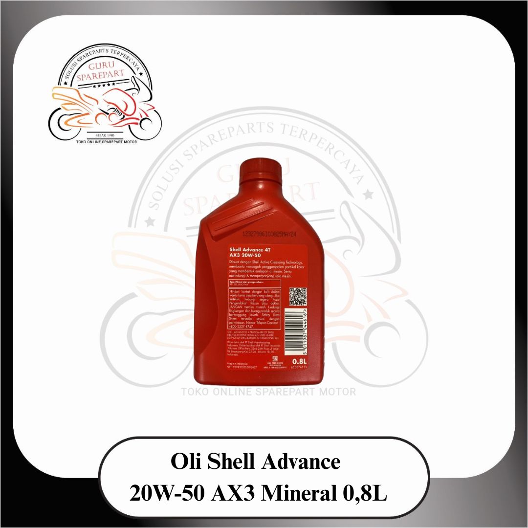 Oli Shell Advance AX3 Mineral Oli Motor Premium Mineral 0,8L 20W-50 4T Merah