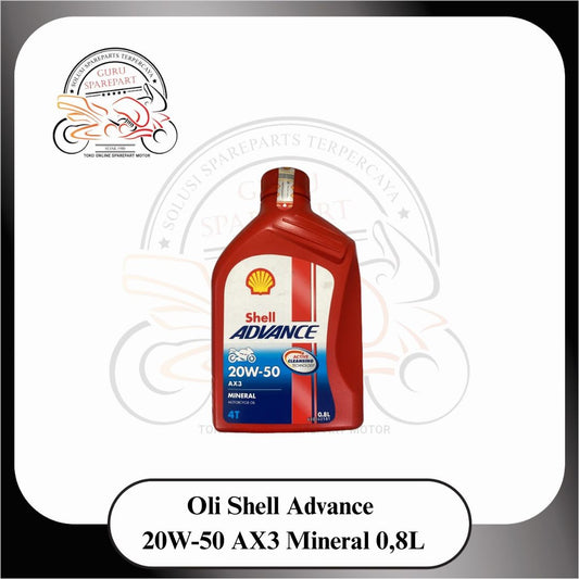 Oli Shell Advance AX3 Mineral Oli Motor Premium Mineral 0,8L 20W-50 4T Merah